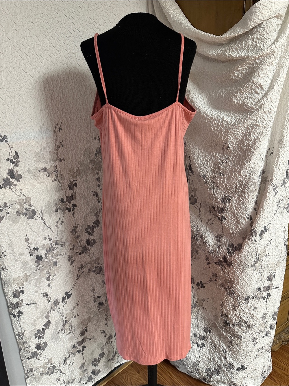 bebe Ribbed flamingo-Pink button down Slip Dress - Picture 4 of 4